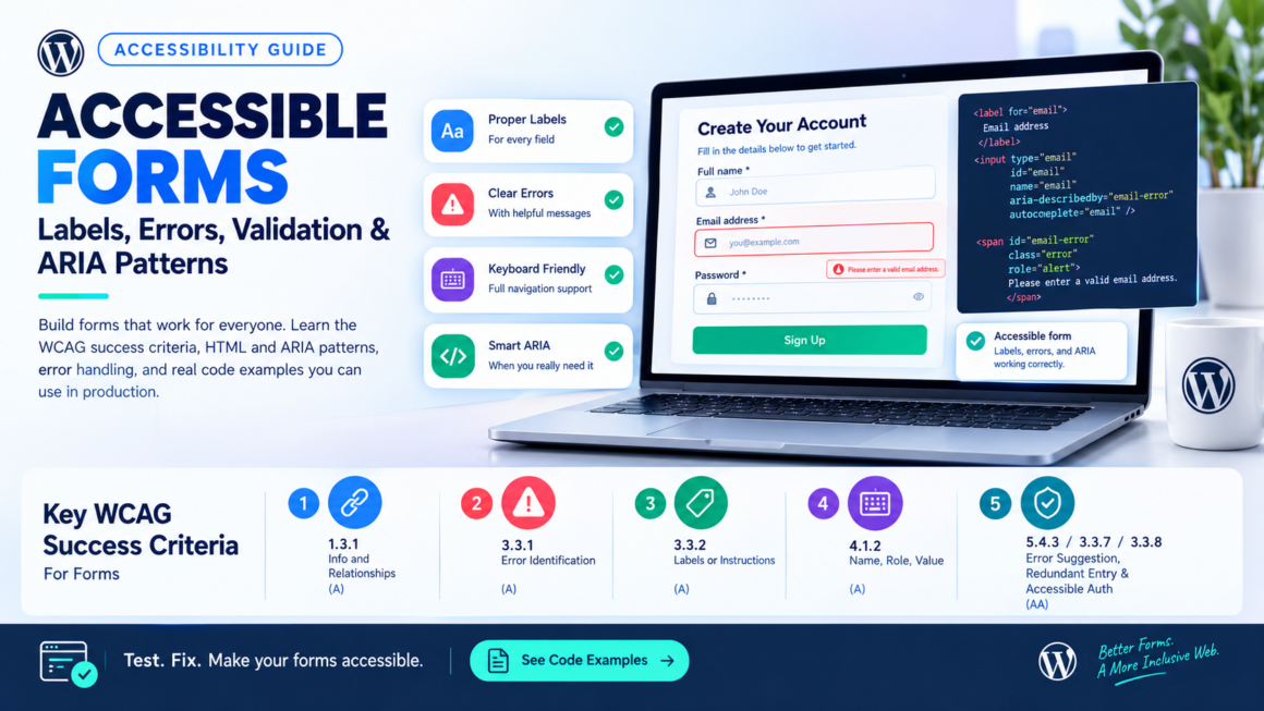 Accessible Forms: Labels, Errors, Validation & ARIA Patterns (2026)